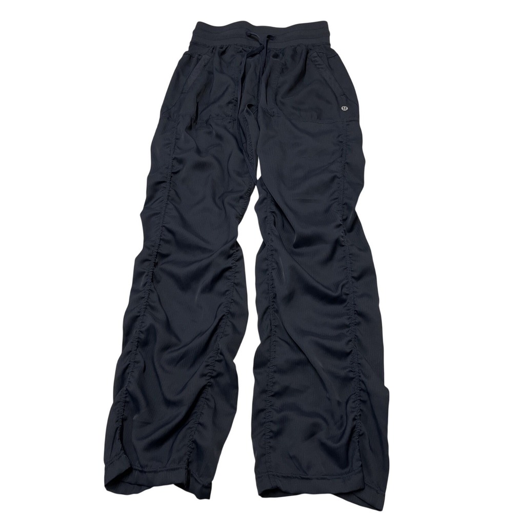 Lululemon Studio Dance Pants Blue Pull On Ruched Straight Leg Lounge Comfort - Picture 1 of 14